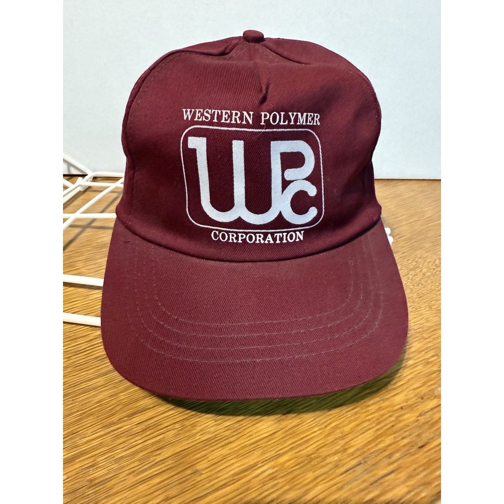 Vintage Western Polymer Corp Snapback Hat Made USA‎ Burgundy Green Brim 80s
